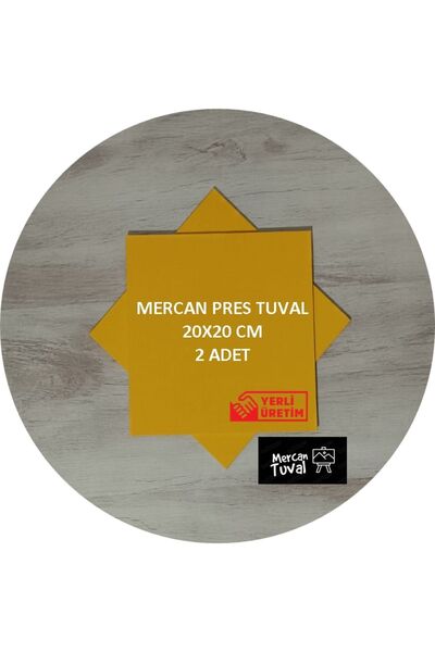 mercan tuval Mercan Sarı Pres Tuval 2 Li Paket 20 Cm X 20 Cm