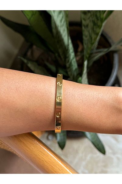 ZENİTH Women's Gold Steel Handcuffs and Bracelets Casual Dress Combination