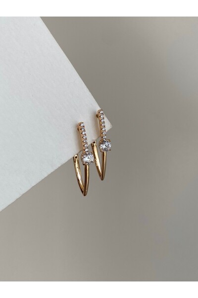 Owentis Çelik Rose Gold Zarif Tek Taş Pirly Küpe -kararma Yapmaz-