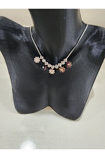 Aylish Bijuteri GÜMÜŞ ÇİÇEKLİ ÇELİK KOLYE