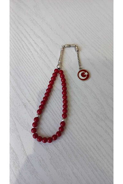 ötüken Rozariu din piatră naturală de coral cu imameli de semilună