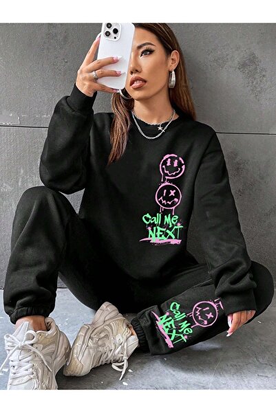 over head oh Μαύρο Jogger Suit - Γυναικείο Crew Neck