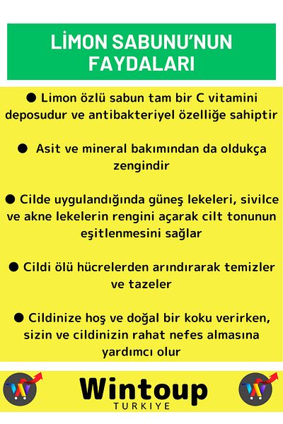 Wintoup إنتاج خاص - صابون ليمون طبيعي 100% للتنظيف العميق للبشرة، قطعتين