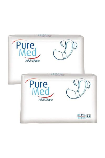 Puremed Adult Diapers with Waistband 60 Pieces Medium