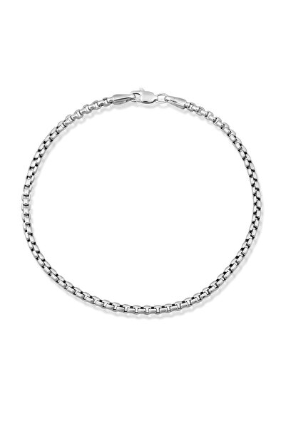 Altınkesesi 14 Ayar Altın Unisex Beyaz Kare Küp Zincir Bileklik 2.5 Mm