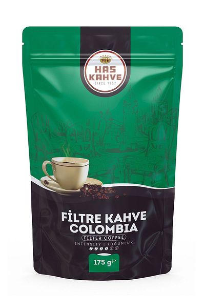 Has Kahve 175g Drawed Colombia Filter Doypack Package