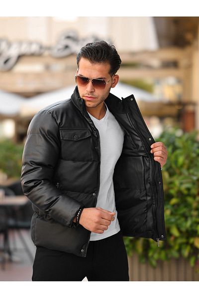 BOYS MANS Ανδρικό Δερμάτινο Παλτό