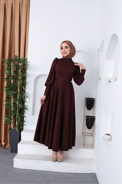 moda zeynaa WOMEN'S BALLON SLEEVE SCUBA DRESS