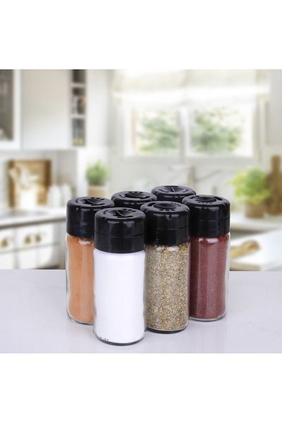 Rotanev 6 Pieces Glass Spice Bowl Set - 245 Ml (with Rotating Lid) Salt and Pepper Shakers