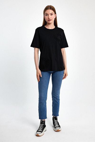 PEPPER MİNT LONDON Rose Embroidered T-Shirt