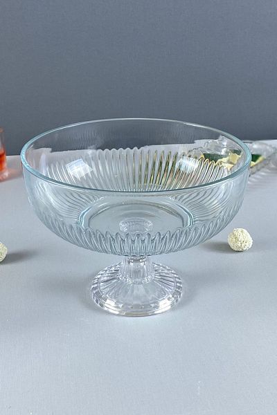 MAY HOME Tokyo Footed Glass Serving Bowl & Fruit Salad Presentation Serving Bowl