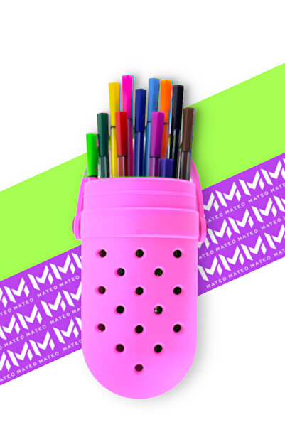 MATEO Okul Pop it Kalem Kutusu Kalemlik Silikon Yumuşak Pembe Renkli