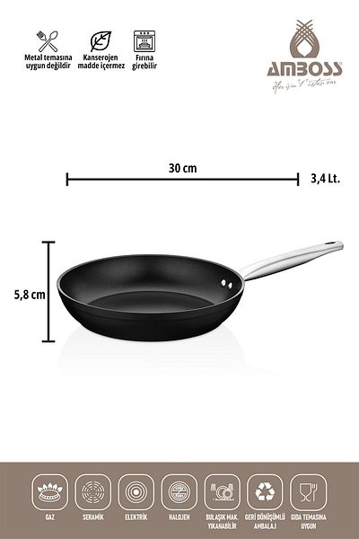 Amboss Dark Pan Fireproof Non-Stick Titanium Coating - 30 Cm