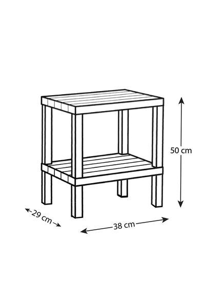 DEYHOME Ombeg 2 Katlı Plastik Bahçe Sehpası, Gazetelikli Masa, Havuz, Plaj, Balkon, Banyo, Mutfak Sehpası