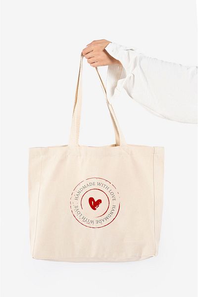 The Lycos Handmade with Love" Canvas Tote Shoulder And Beach Bag