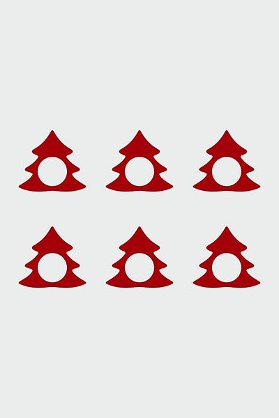 Story Christmas Pine Tree 6-Piece Red Color Acrylic Napkin Ring Napkin Ring