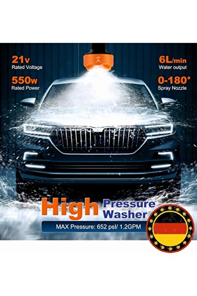 BÖHRER Alman Akülü Taşınabilir Basınçlı Yıkama Makinesi, V598 Araba Basınçlı Yıkama Makinesi 6'sı 1 Arada