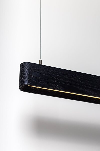 Line Minimal Soft Modern Siyah Ahşap Aydınlatma - Minimal LED Sarkıt Avize