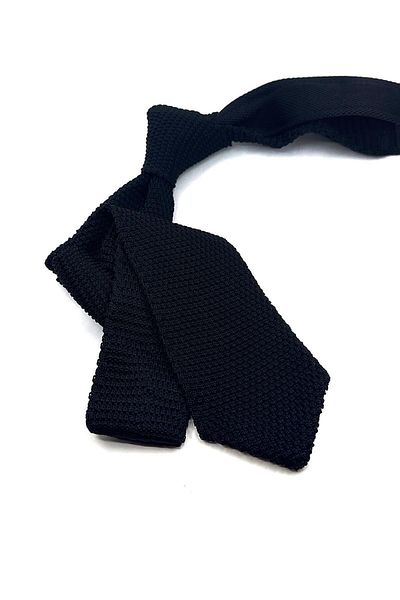 Kravatkolik Black Plain Triangle Knit Tie KNITTED 8319