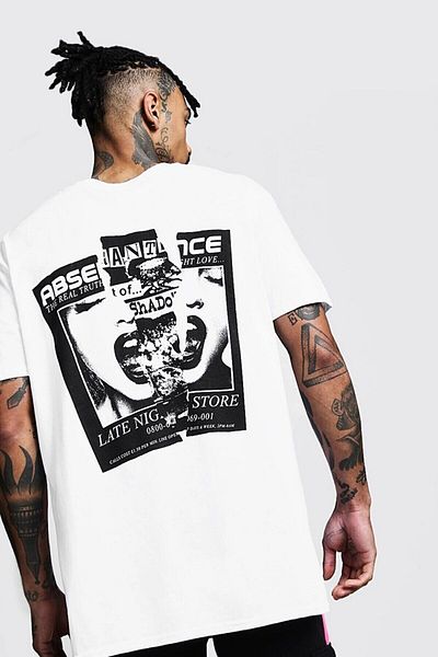 DEEPSENCE Λευκό μπλουζάκι ABSE Unisex Oversize - Εκτύπωση πίσω