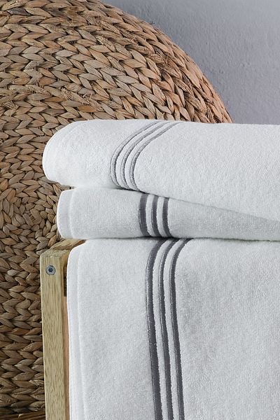 MEYN COLLECTİON PİKO EMBROIDERED FOUR FAMILY TOWEL SET