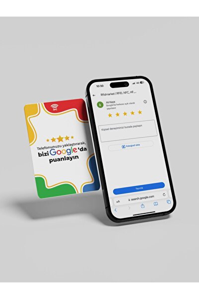 RFIDmarket Google Yorum & Puan Kartı | Nfc Özellikli Kart - Çubuk Desenli
