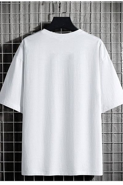 DEEPSENCE Ανδρικό μπλουζάκι Oversize Streetwear μπροστά με στάμπα λευκό