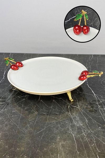 MAY HOME Cherry Handle Sole Foot Porcelain Presentation Plate