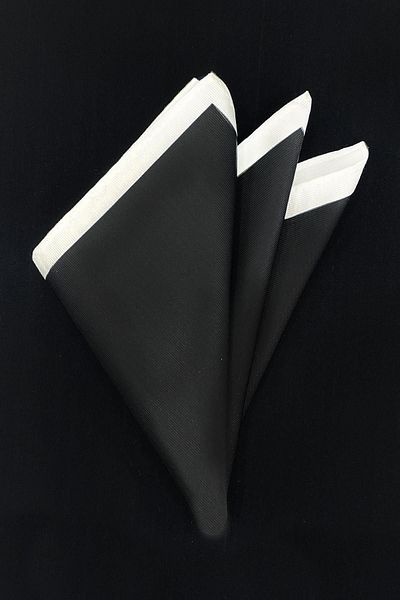 La Pescara White Detailed Microfiber Plain Black Men's Pocket Handkerchief Sps443