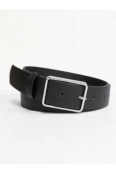 Kemerix Women's Basic Silver Buckle Belt