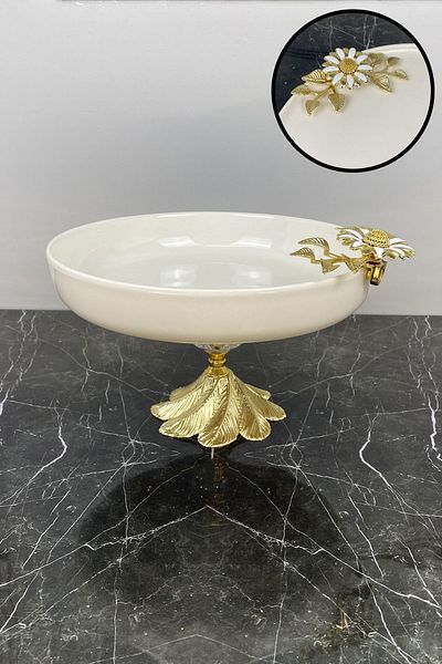 MAY HOME Daisy Detailed Footed Porcelain Bowl & Salad Presentation Bowl