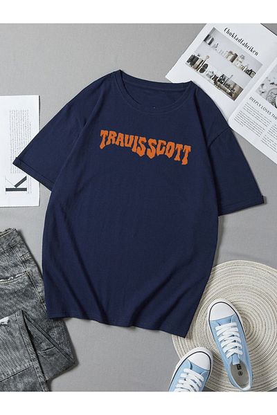 DEEPSENCE Μπλουζάκι Navy Blue Unisex Oversize - TRAVIS SCOATT Back Print