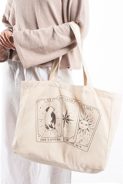 The Lycos Τσάντα ώμου και παραλίας από καμβά "tarot Cards".