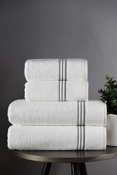 MEYN COLLECTİON PİKO EMBROIDERED FOUR FAMILY TOWEL SET