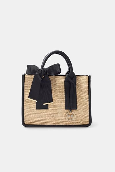 Black Ribbon Geantă de mână și de umăr Midi din paie - Pure