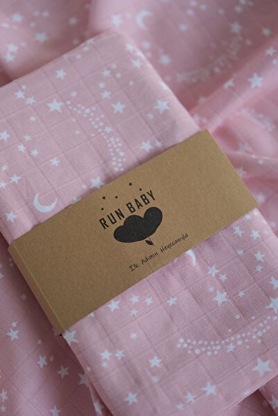 runbaby Oeko-tex Certified 100x120cm Baby Muslin Blanket - Pink Star