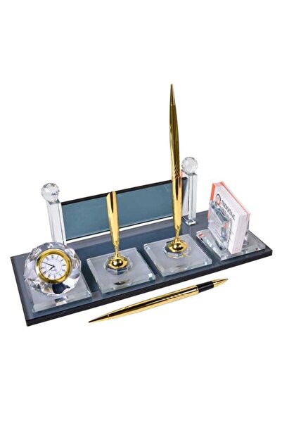 LADİJİTAL BASKI ÇÖZÜMLERİ Etichetă de masă Crystal cu 2 pixuri și ceas