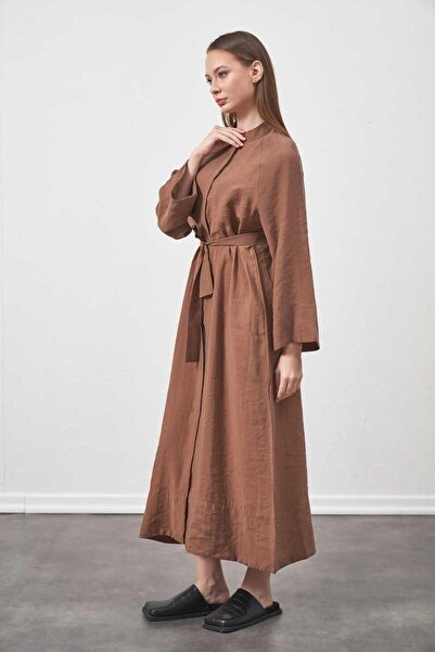 Mevra Φόρεμα Modal Ferace σε καφέ χρώμα