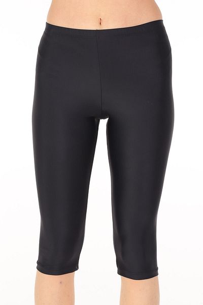 vawensea Women's Large Size Lycra Knee Length Sea Pool Swimmer Tights Black
