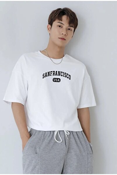 DEEPSENCE Μπλουζάκι Unisex Oversize Sanfrancısco με στάμπα λευκό μπροστά