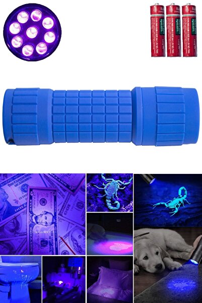 DYE HOUSE UV FENER Uv Led El Feneri Mavi Slikon Kaplamalı