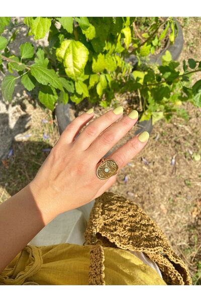 Aksesuar Gold doğal taş yüzük