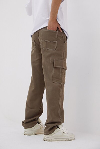 DİFRANSEL Ανδρικό παντελόνι Cargo Pocket Camel Baggy