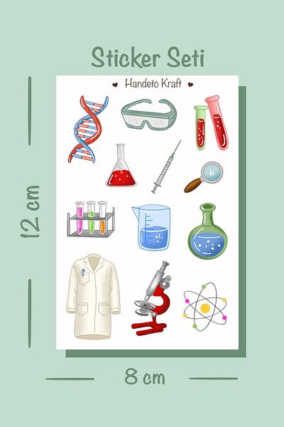 Handeto Kraft مجموعة ملصقات تحت عنوان الكيمياء مقاس 8 × 12 سم - مجلة رصاصة، سجل القصاصات، الكولاج والتحذير من الملصقات