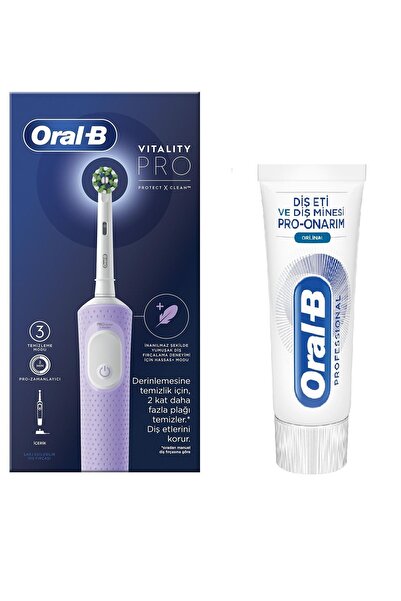 Oral-B Şarjlı Elektrikli Diş Fırçası Vitality Pro Lila +Oral-B Pro Onarım 50M...