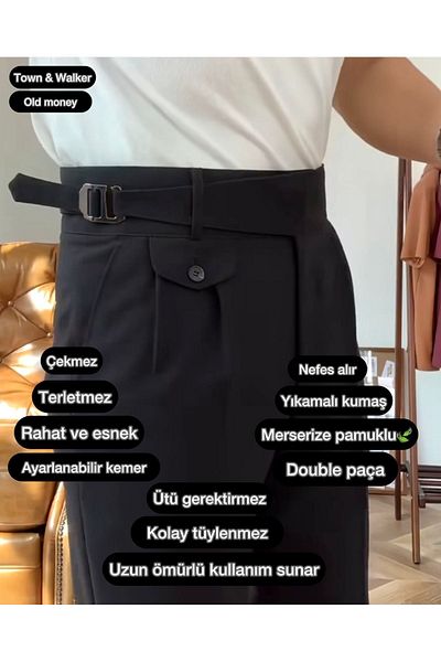 town walker Men's Harvest Trousers - Italian Cut, Adjustable Belt