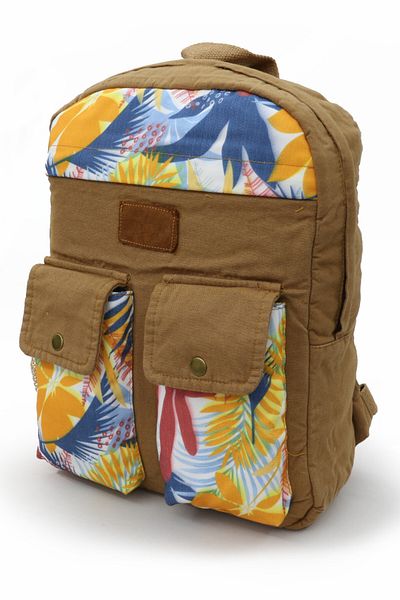 Old Cotton 7224 Camel - Casual βαμβακερή τσάντα καμβά για φορητό υπολογιστή 15,6 ιντσών