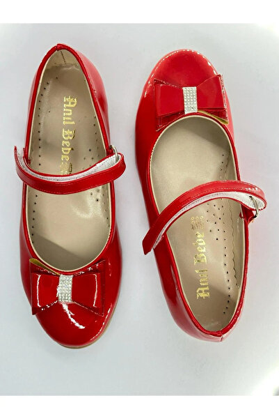 emela kids shoes Pantofi de balerină din piele lacuită cu fundă pentru fete