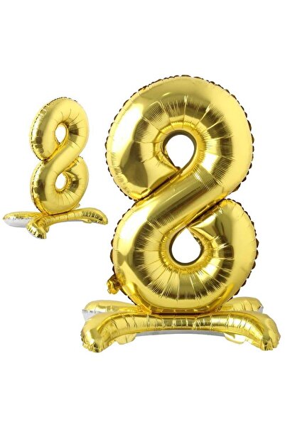 partideyince Ayaklı 8 Rakam Folyo Balon Gold