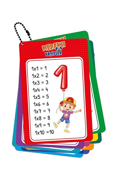 Meraklı Kaşifler Zincirli Çarpım Tablosu Kartları 1 den 10'a kadar